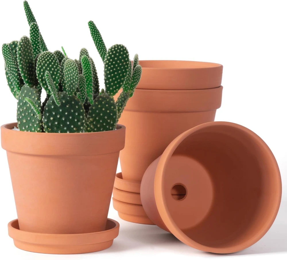 Orceler 6 inch Terracotta & Clay Pots with Saucer